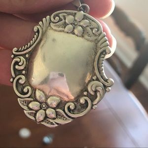 Sterling Silver Repoussé style luggage tag pendant